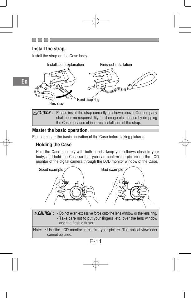 E-11 | Olympus Waterproof Case PT-15 User Manual | Page 12 / 39