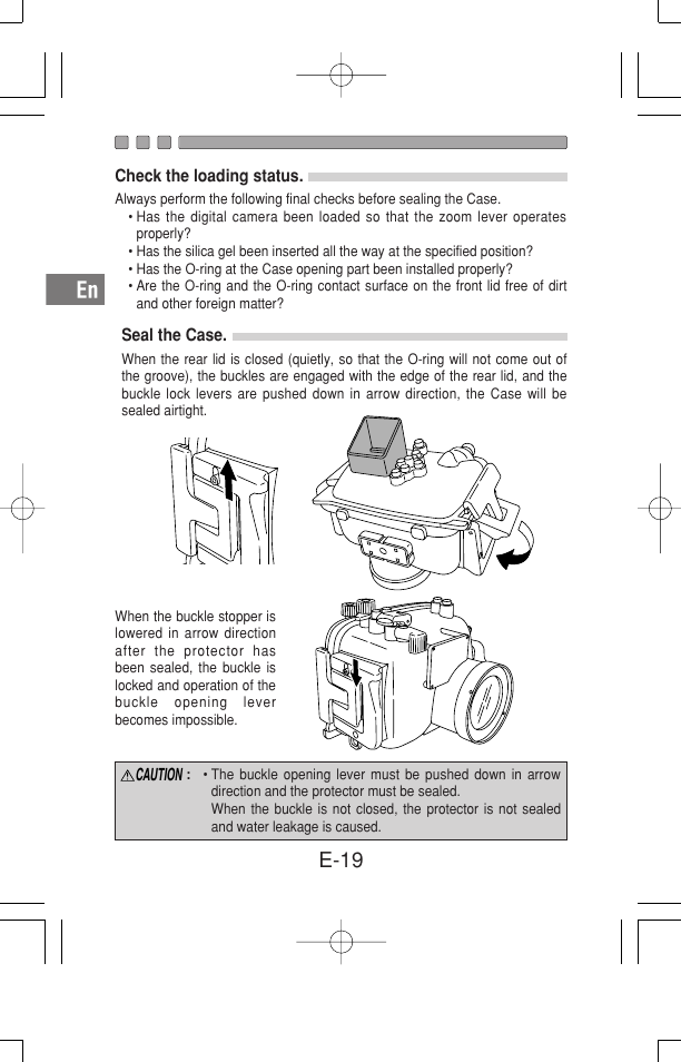 E-19 | Olympus Waterproof Case PT-15 User Manual | Page 20 / 39