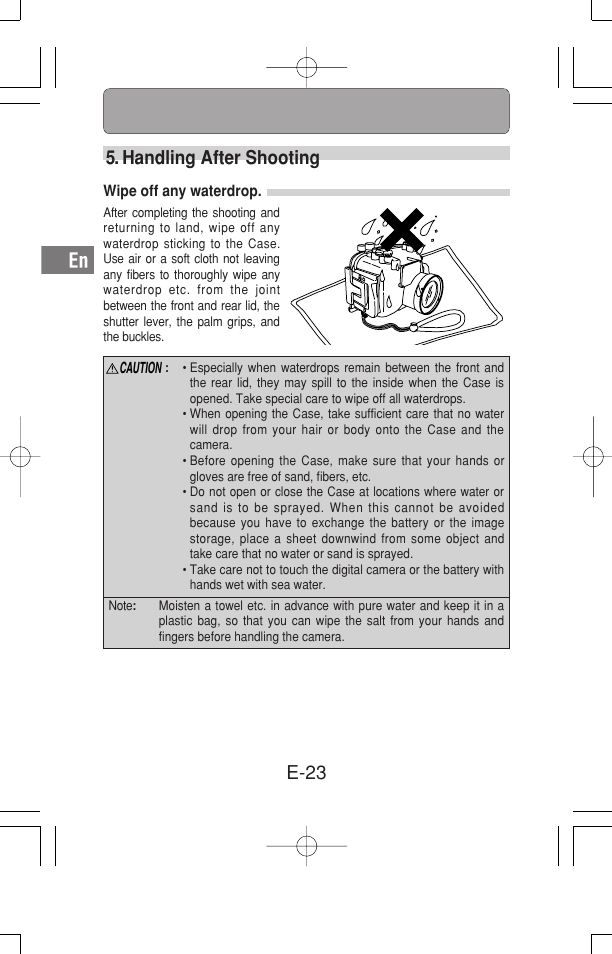 E-23 5. handling after shooting | Olympus Waterproof Case PT-15 User Manual | Page 24 / 39