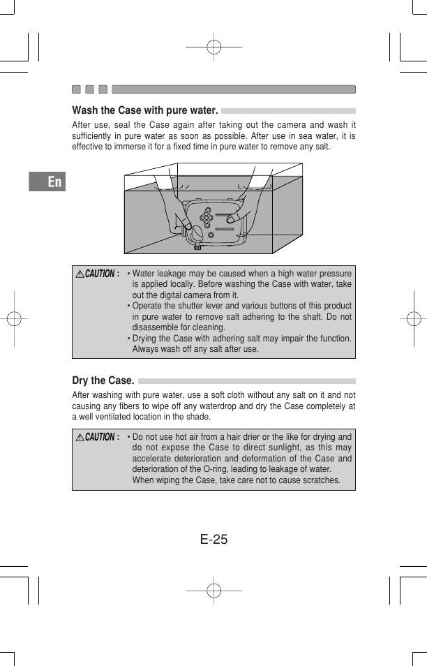 E-25 | Olympus Waterproof Case PT-15 User Manual | Page 26 / 39