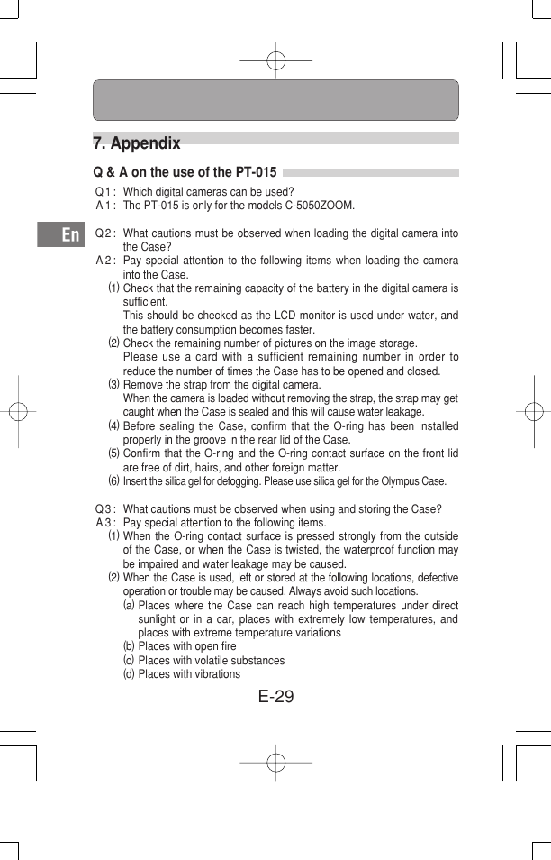 E-29 7. appendix | Olympus Waterproof Case PT-15 User Manual | Page 30 / 39