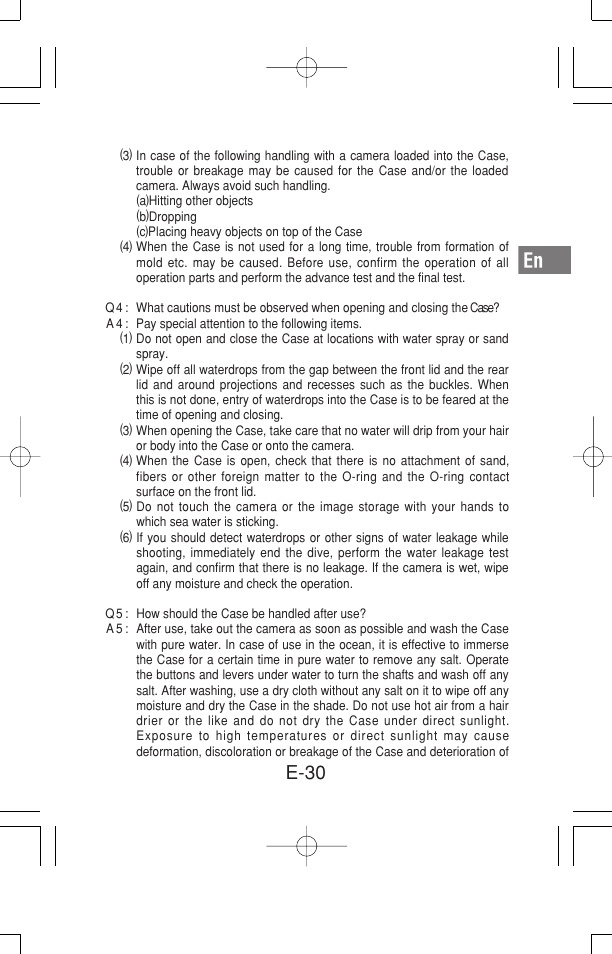 E-30 | Olympus Waterproof Case PT-15 User Manual | Page 31 / 39