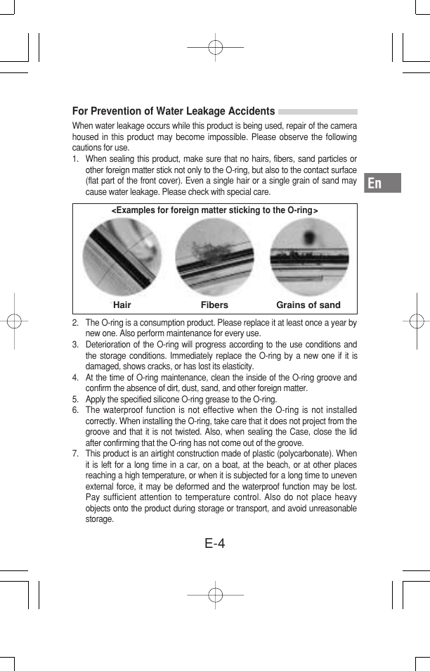 Olympus Waterproof Case PT-15 User Manual | Page 5 / 39