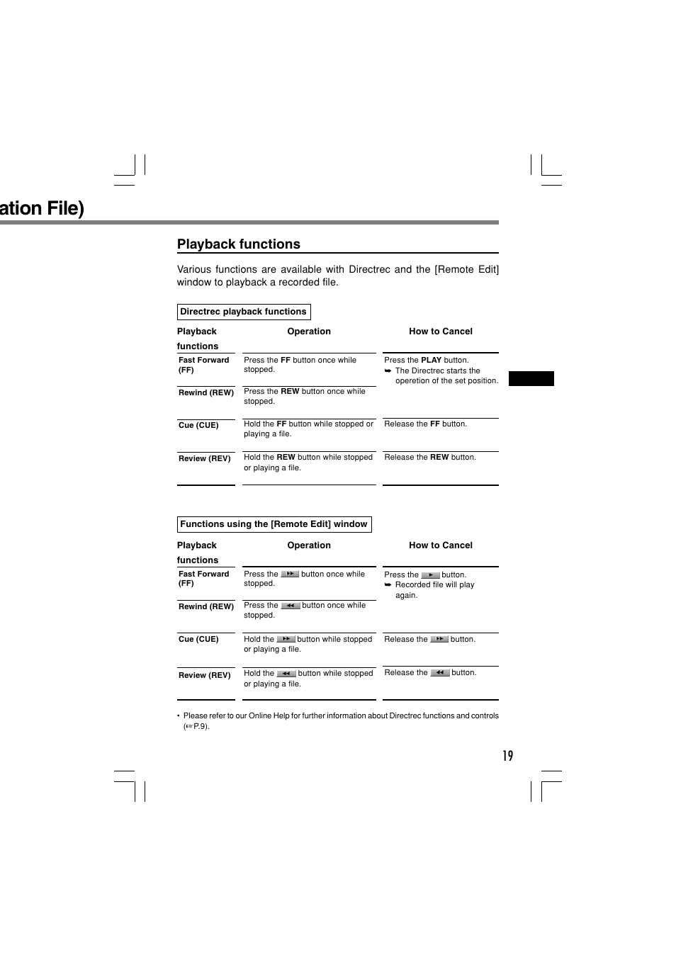 Ation file), 19 playback functions | Olympus Dictation Kit DR-1000 User Manual | Page 19 / 36