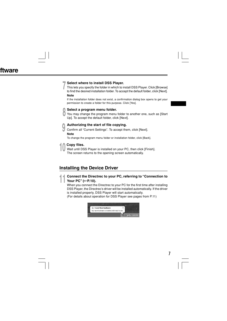 Oftware | Olympus Dictation Kit DR-1000 User Manual | Page 7 / 36