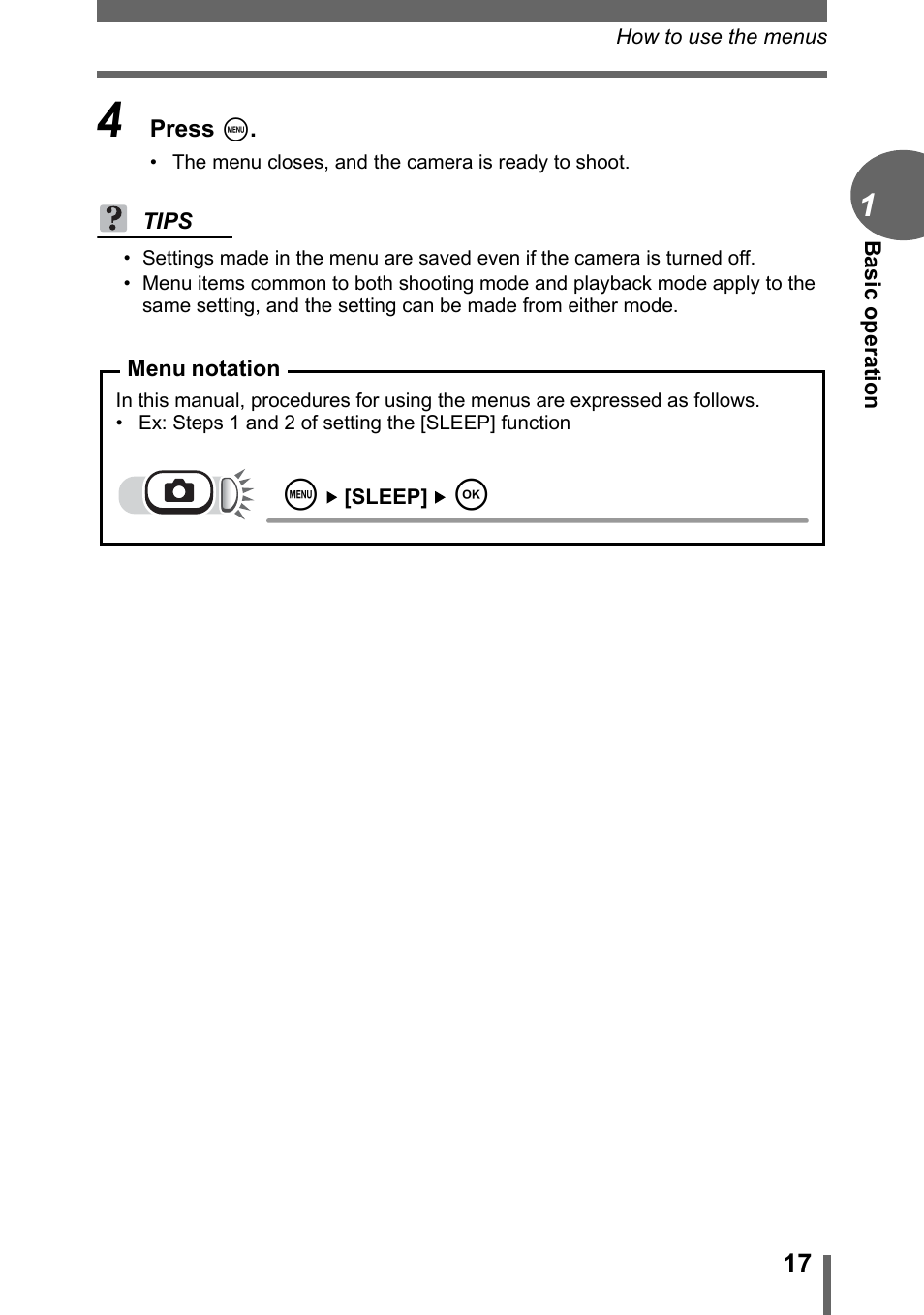 Menu notation” (p. 17) | Olympus C-170 User Manual | Page 17 / 114