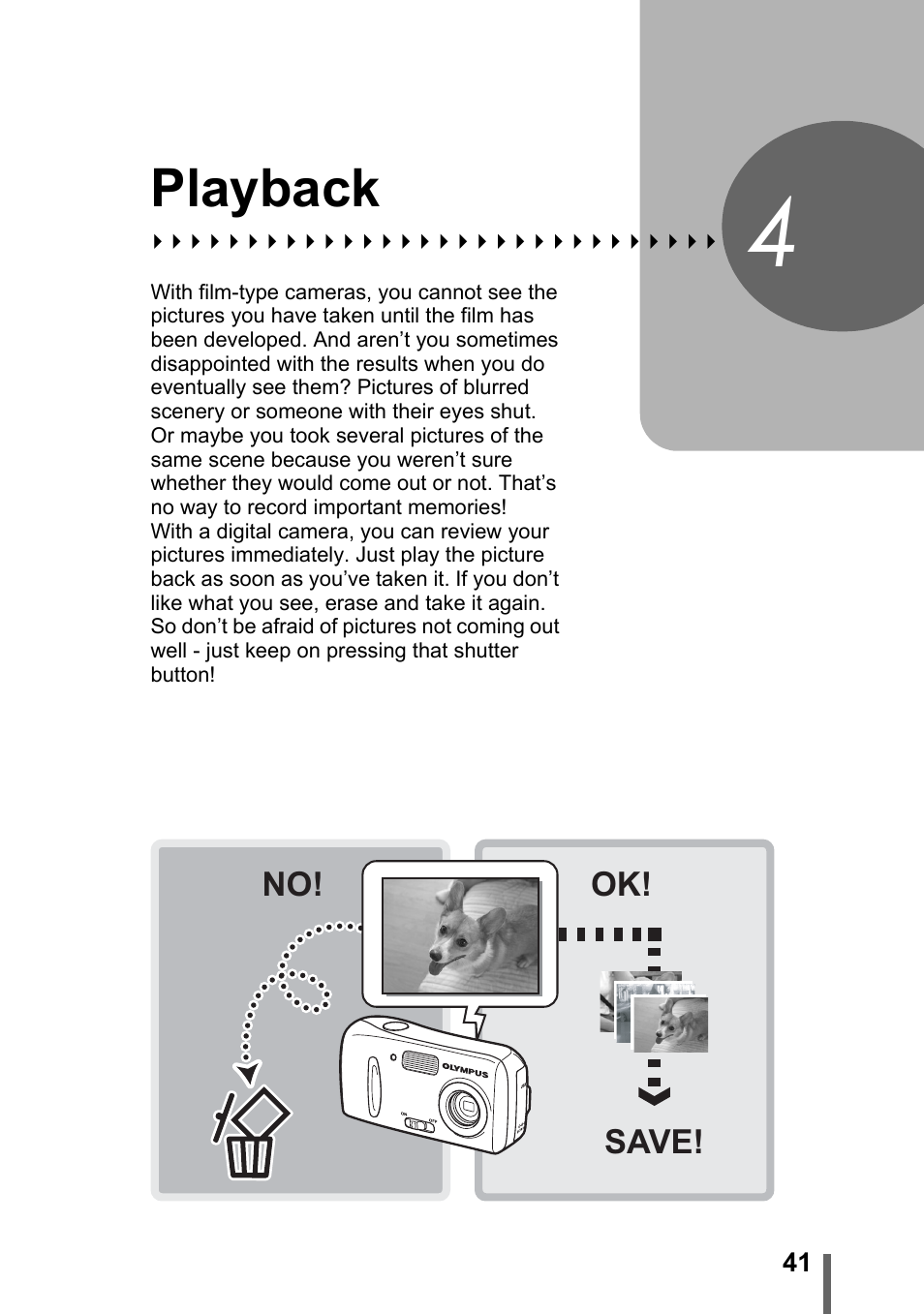 4 playback, Playback, P. 41 | Olympus C-170 User Manual | Page 41 / 114