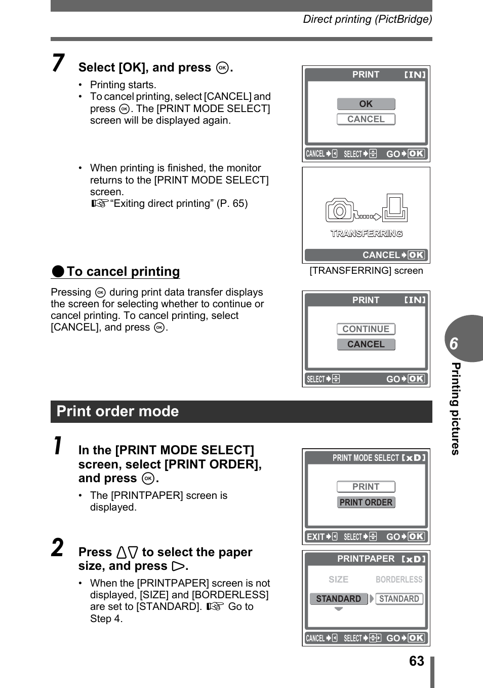 Print order mode | Olympus C-170 User Manual | Page 63 / 114