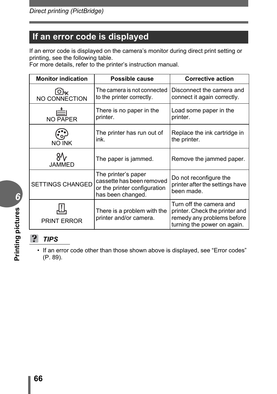If an error code is displayed | Olympus C-170 User Manual | Page 66 / 114