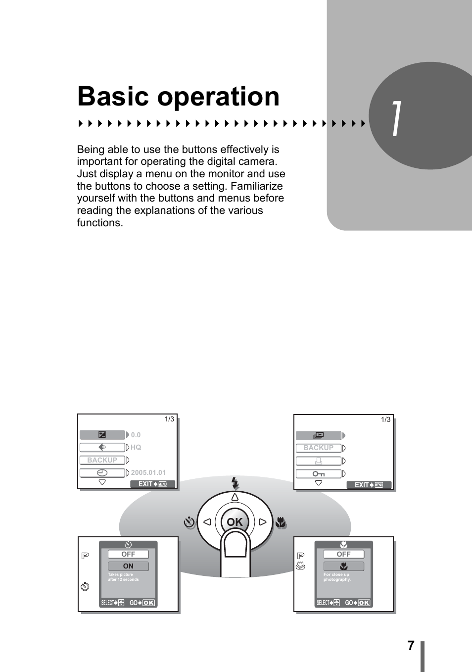 1 basic operation, Basic operation, P. 7 | Olympus C-170 User Manual | Page 7 / 114