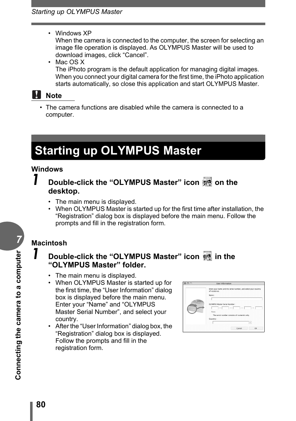 Starting up olympus master, P. 80 | Olympus C-170 User Manual | Page 80 / 114