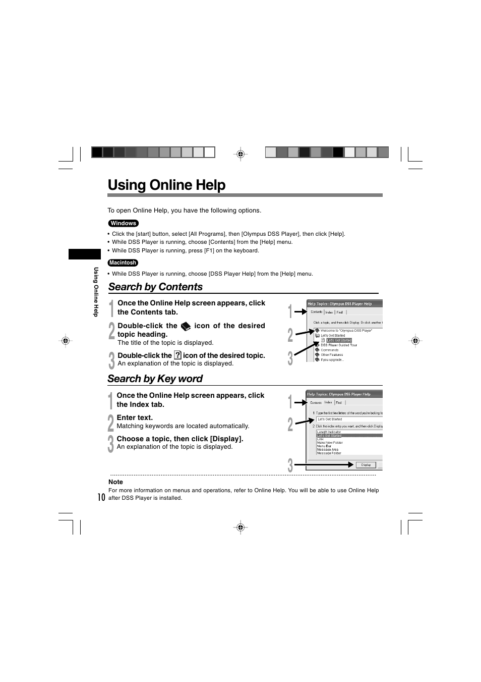 Using online help | Olympus AS-2300 User Manual | Page 10 / 20