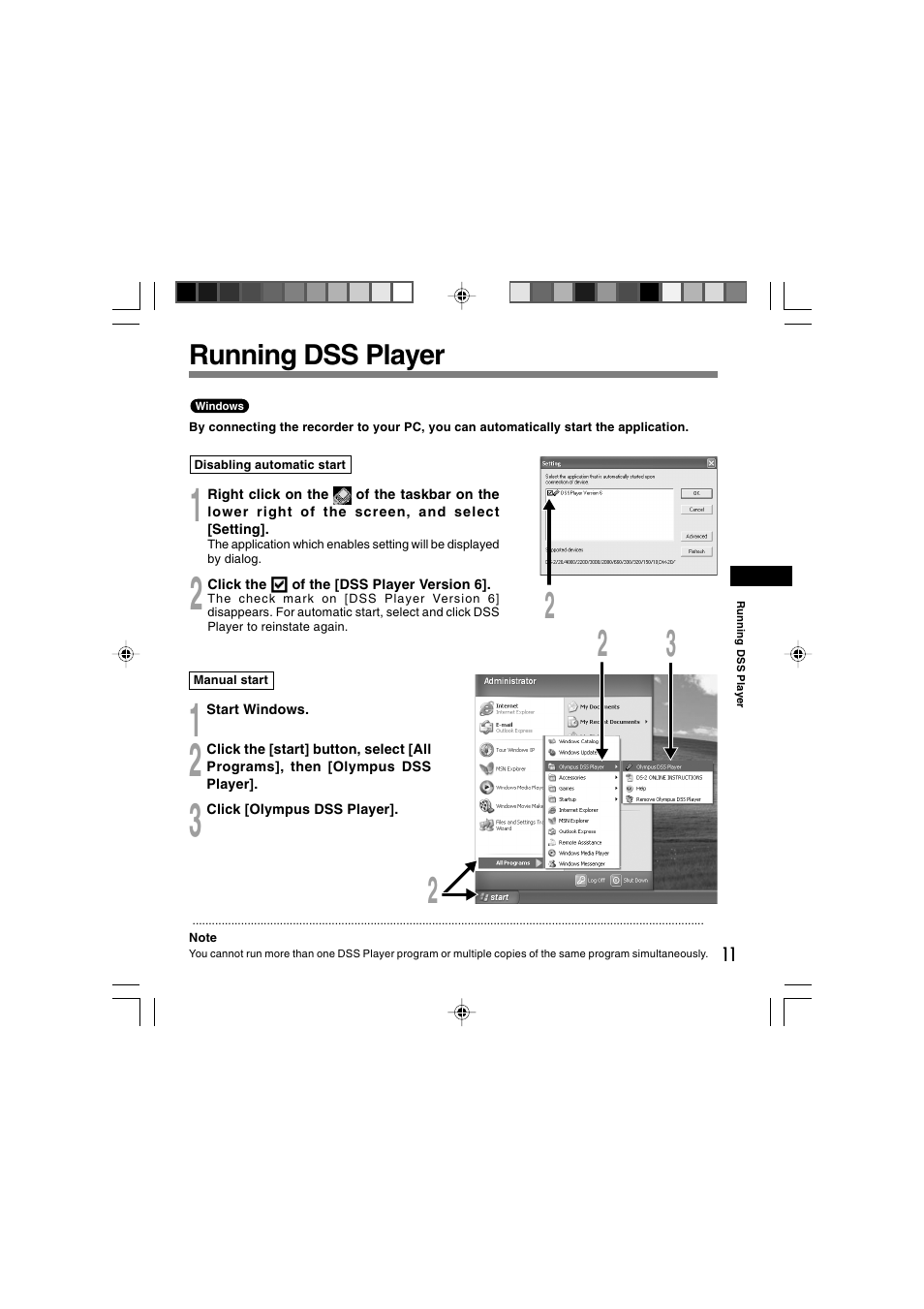 Running dss player | Olympus AS-2300 User Manual | Page 11 / 20