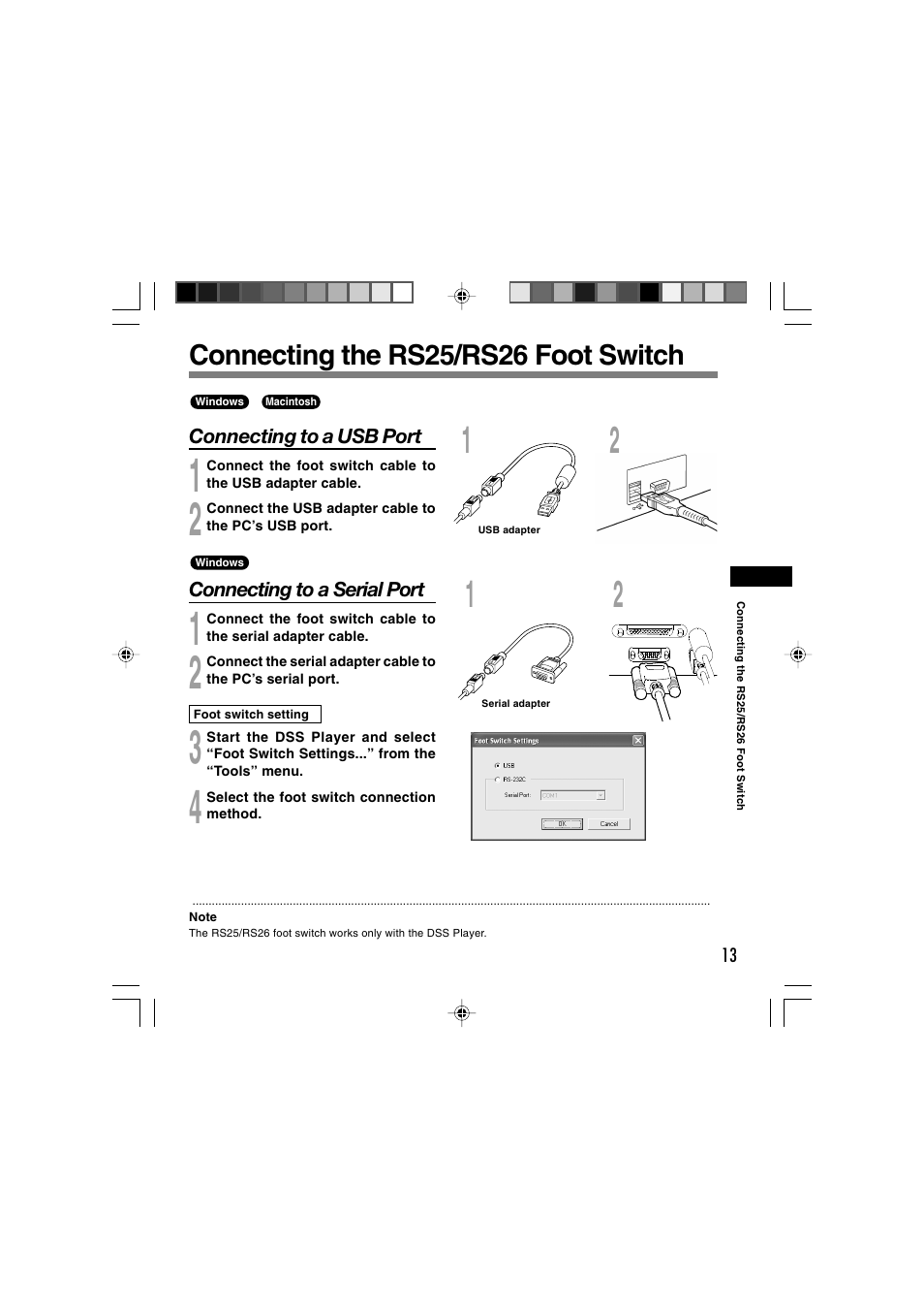 Connecting the rs25/rs26 foot switch | Olympus AS-2300 User Manual | Page 13 / 20