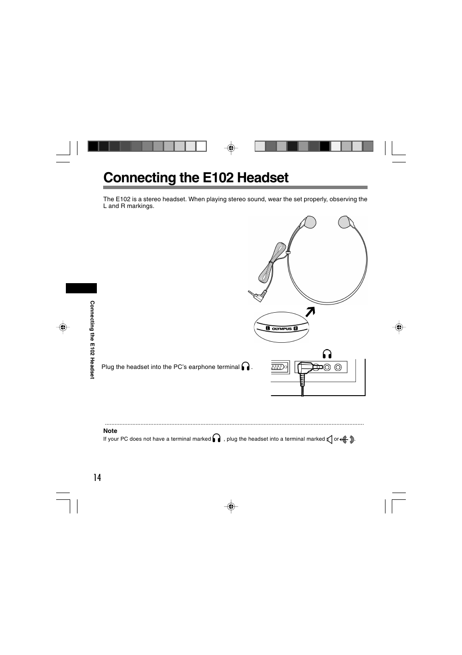 Connecting the e102 headset | Olympus AS-2300 User Manual | Page 14 / 20