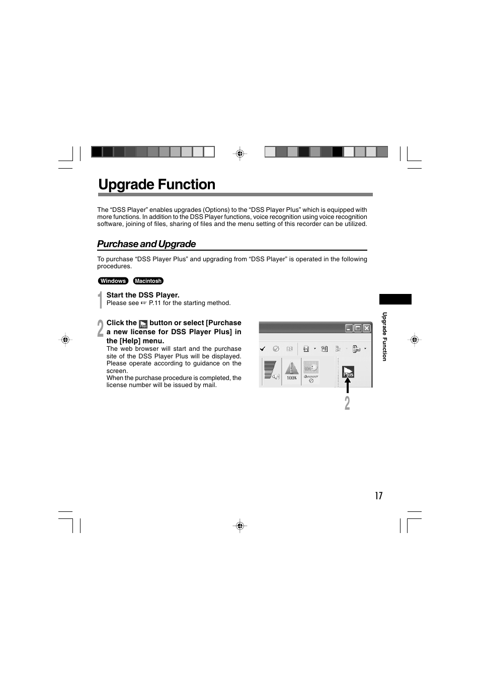 Upgrade function | Olympus AS-2300 User Manual | Page 17 / 20