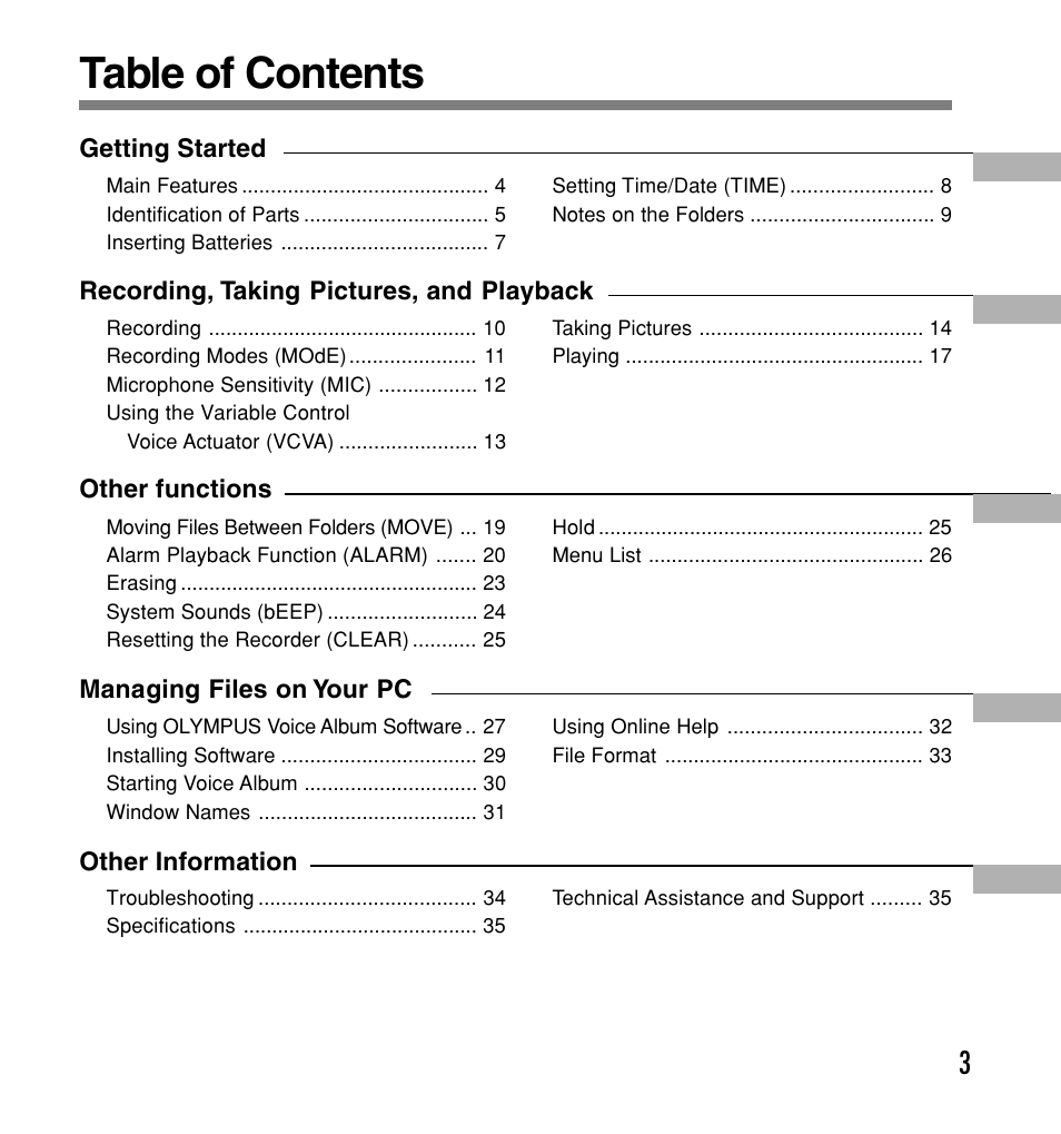 Olympus W 20 User Manual | Page 3 / 144