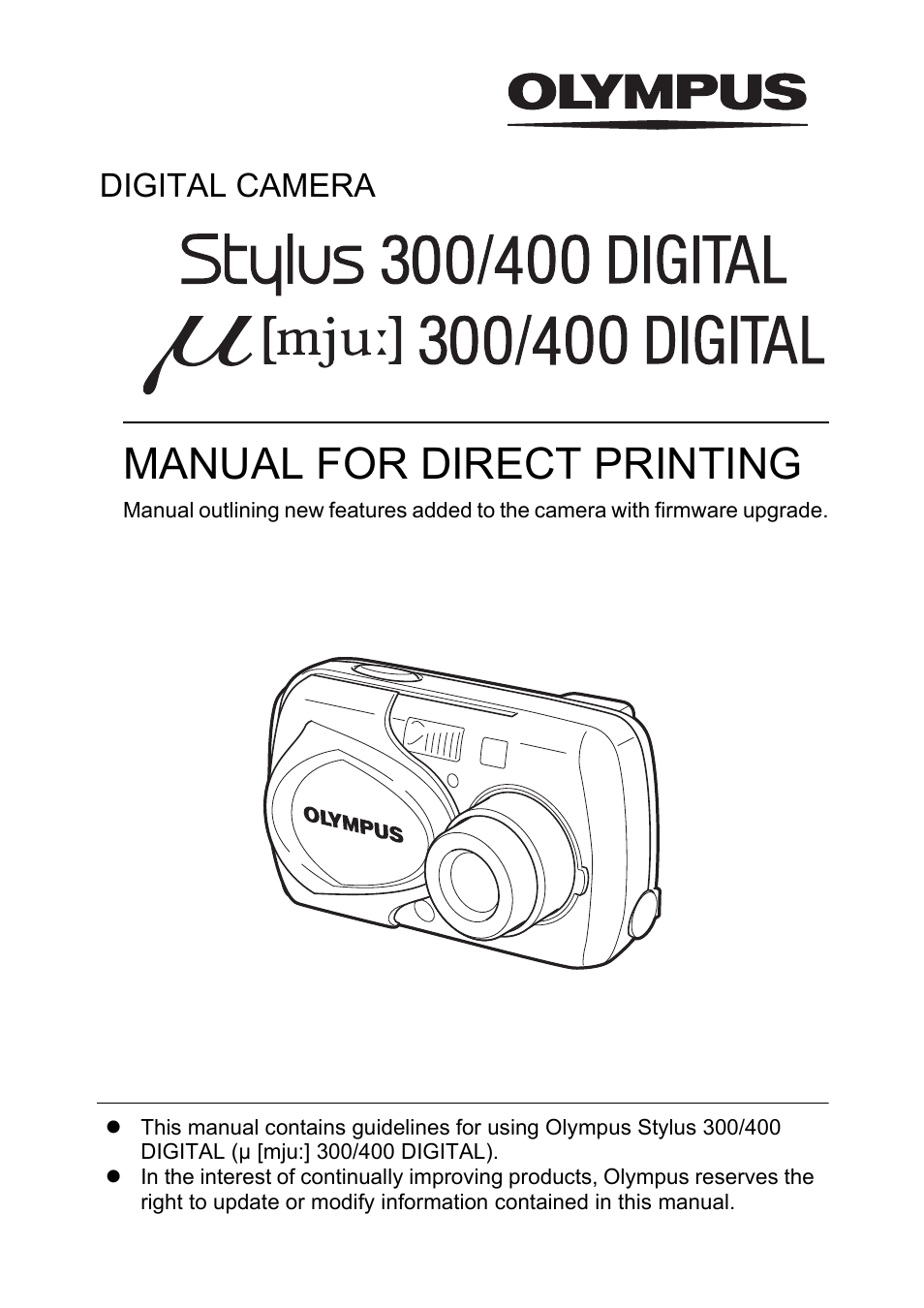 Olympus 400 User Manual | 20 pages