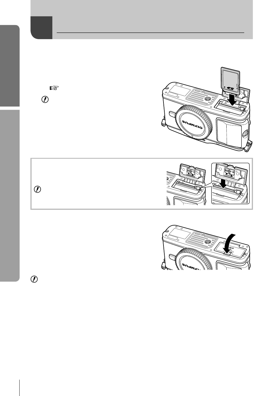 Inserting and removing cards, Basic guide, Preparations for shooting | Olympus E-P3 User Manual | Page 4 / 127