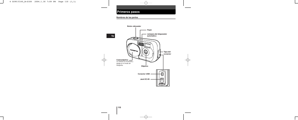 Primeros pasos | Olympus CAMEDIA C-160 User Manual | Page 110 / 148