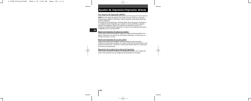 Ajustes de impresión/impresión directa | Olympus CAMEDIA C-160 User Manual | Page 136 / 148