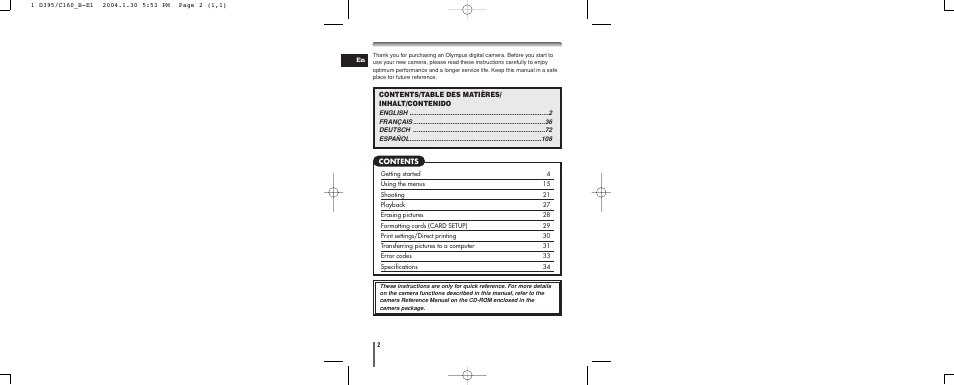 Olympus CAMEDIA C-160 User Manual | Page 2 / 148