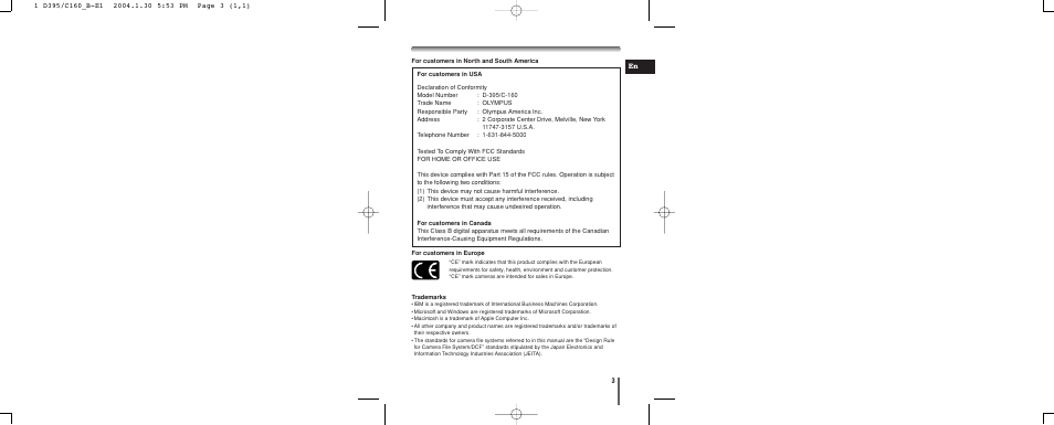 Olympus CAMEDIA C-160 User Manual | Page 3 / 148