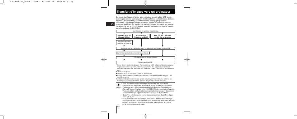 Transfert d’images vers un ordinateur | Olympus CAMEDIA C-160 User Manual | Page 66 / 148