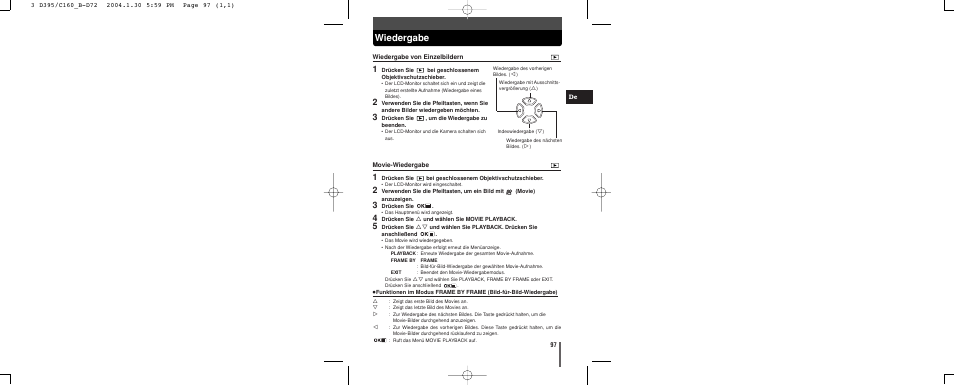 Wiedergabe | Olympus CAMEDIA C-160 User Manual | Page 97 / 148