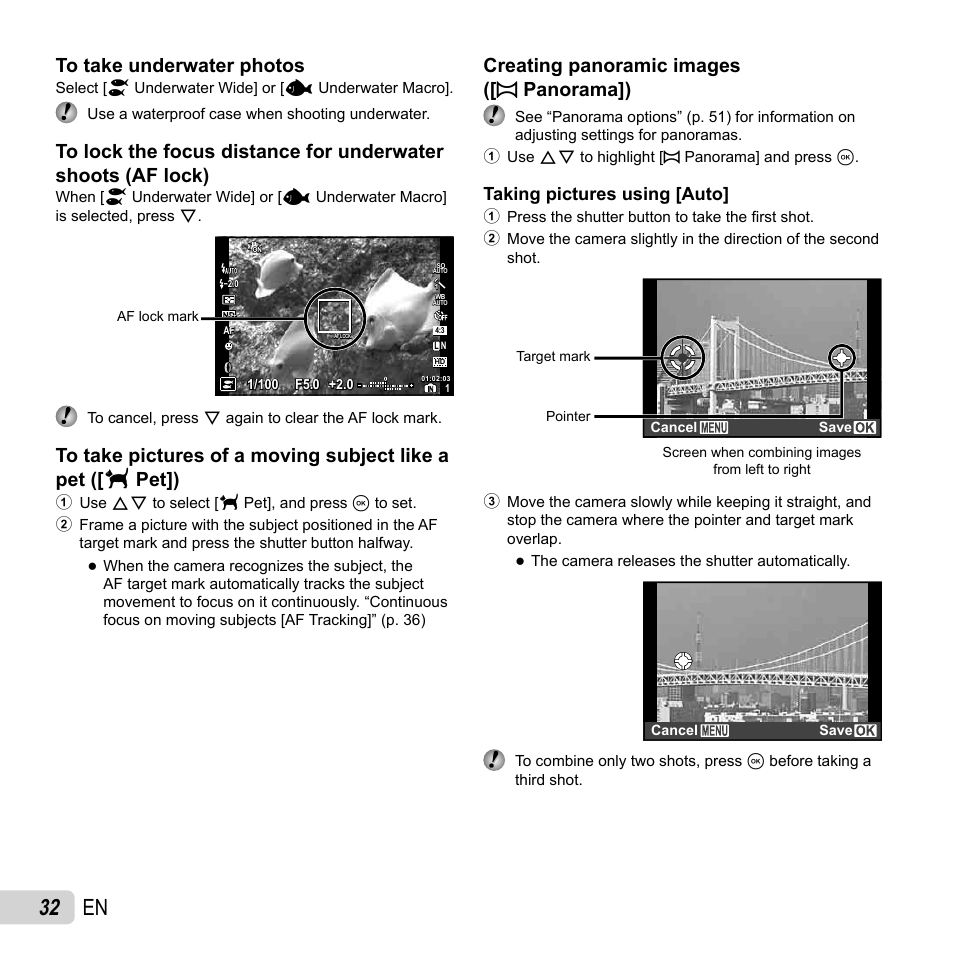 32 en, Taking pictures using [auto | Olympus XZ-1 User Manual | Page 32 / 94