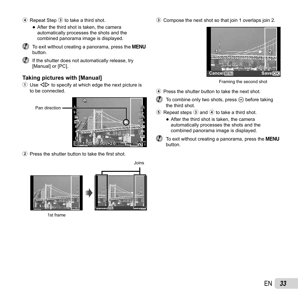 33 en, Taking pictures with [manual | Olympus XZ-1 User Manual | Page 33 / 94