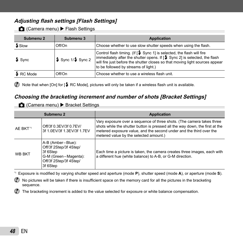 48 en, Adjusting fl ash settings [flash settings, Adjusting fl ash settings [flash settings] z | Olympus XZ-1 User Manual | Page 48 / 94