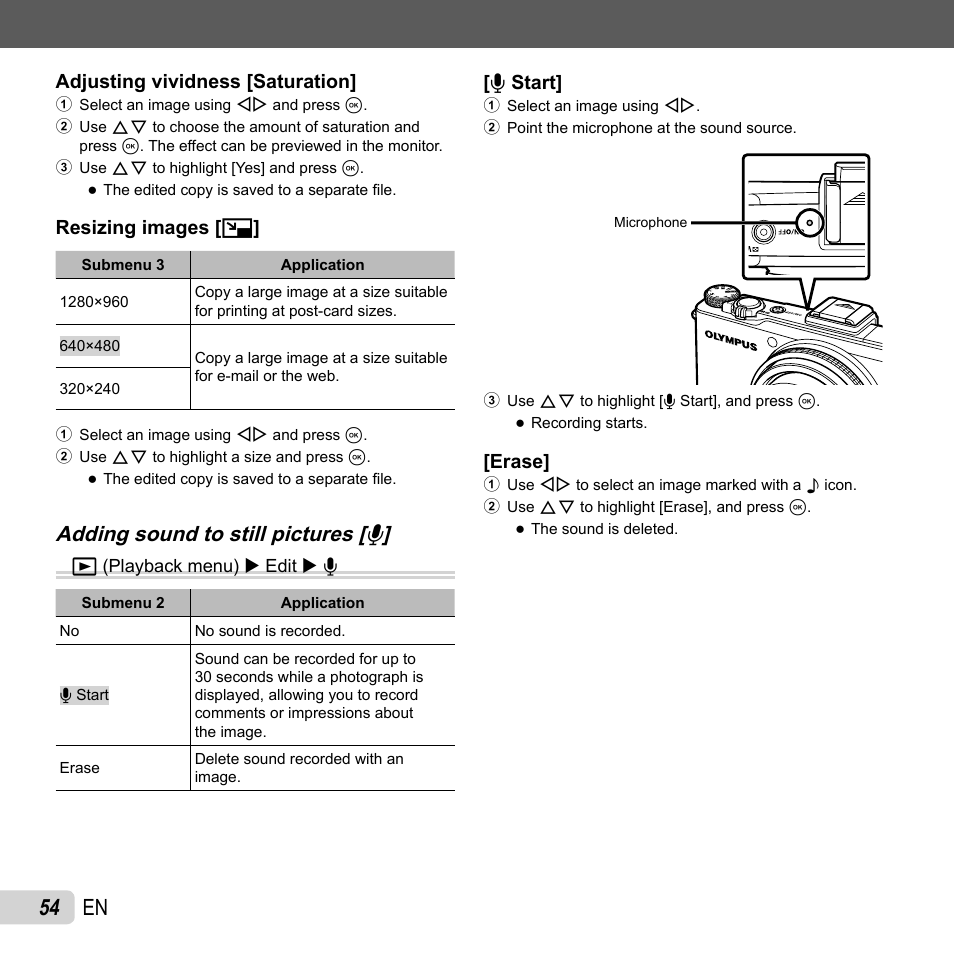 54 en | Olympus XZ-1 User Manual | Page 54 / 94