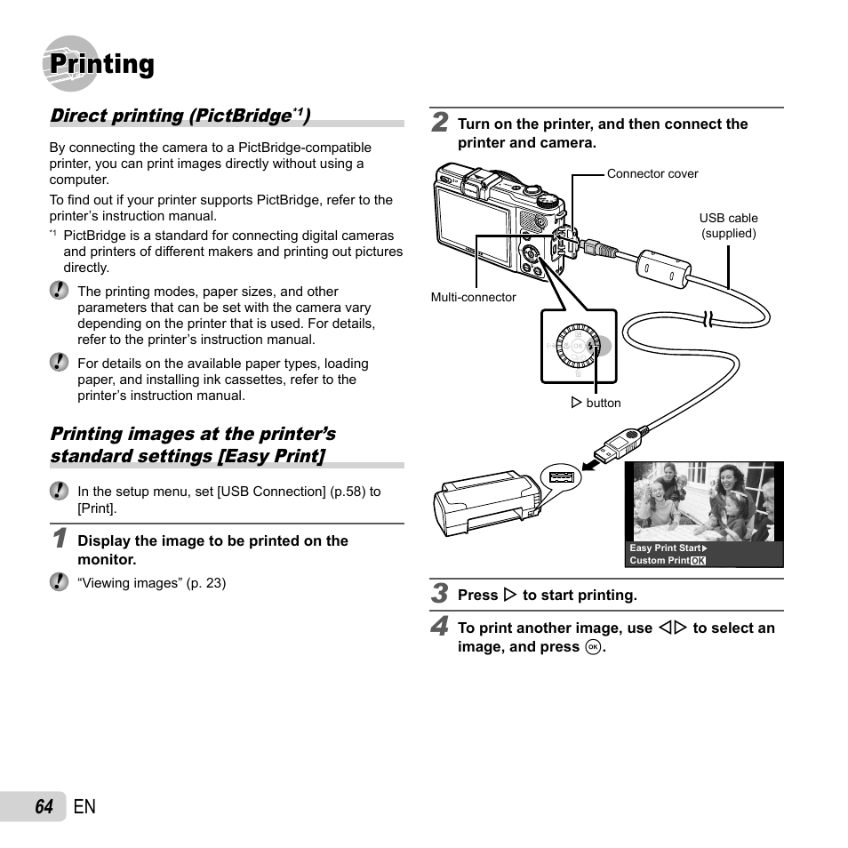 Printing, 64 en | Olympus XZ-1 User Manual | Page 64 / 94