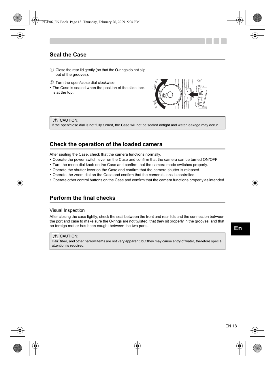 Perform the final checks | Olympus PT E06 User Manual | Page 19 / 30