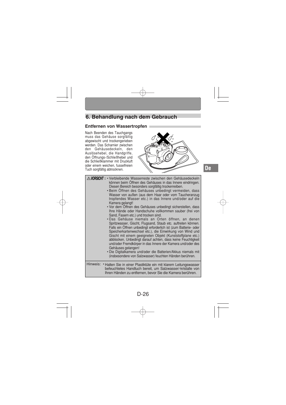 D-26 6. behandlung nach dem gebrauch | Olympus PT-026 User Manual | Page 107 / 164