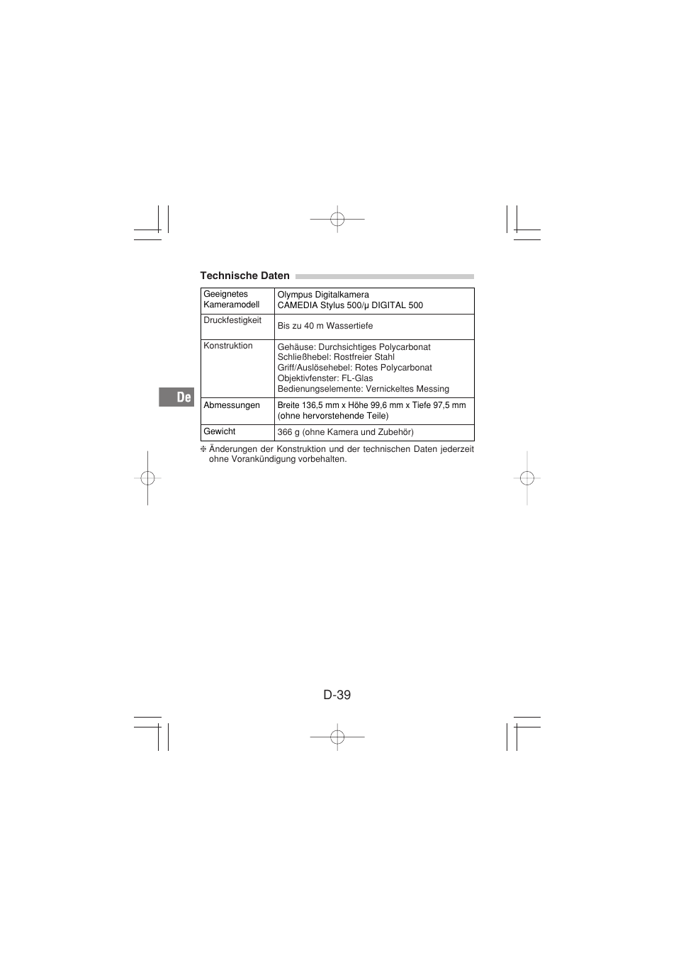 D-39 | Olympus PT-026 User Manual | Page 120 / 164