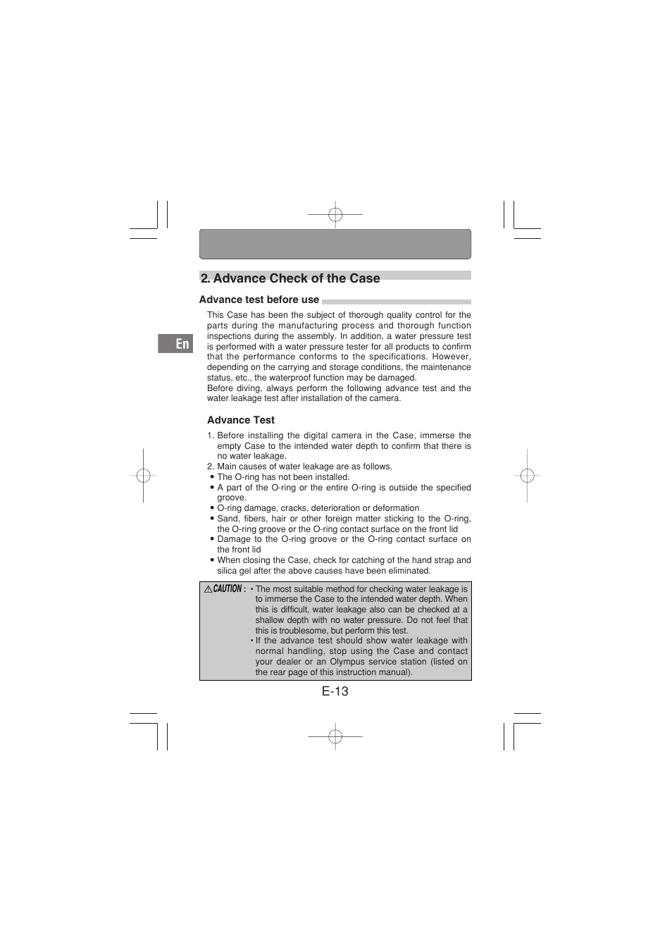 E-13 2. advance check of the case | Olympus PT-026 User Manual | Page 14 / 164