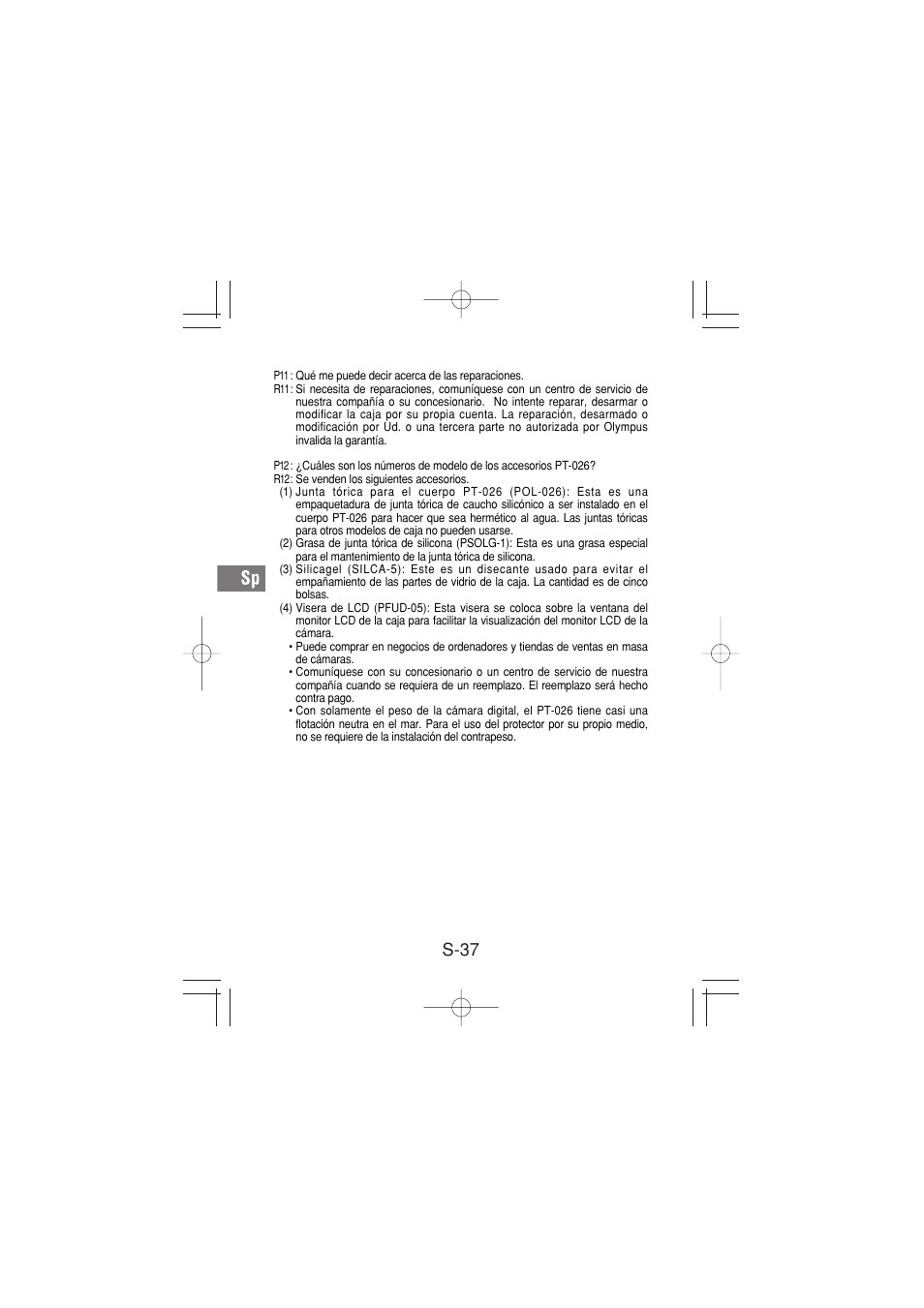 S-37 | Olympus PT-026 User Manual | Page 158 / 164
