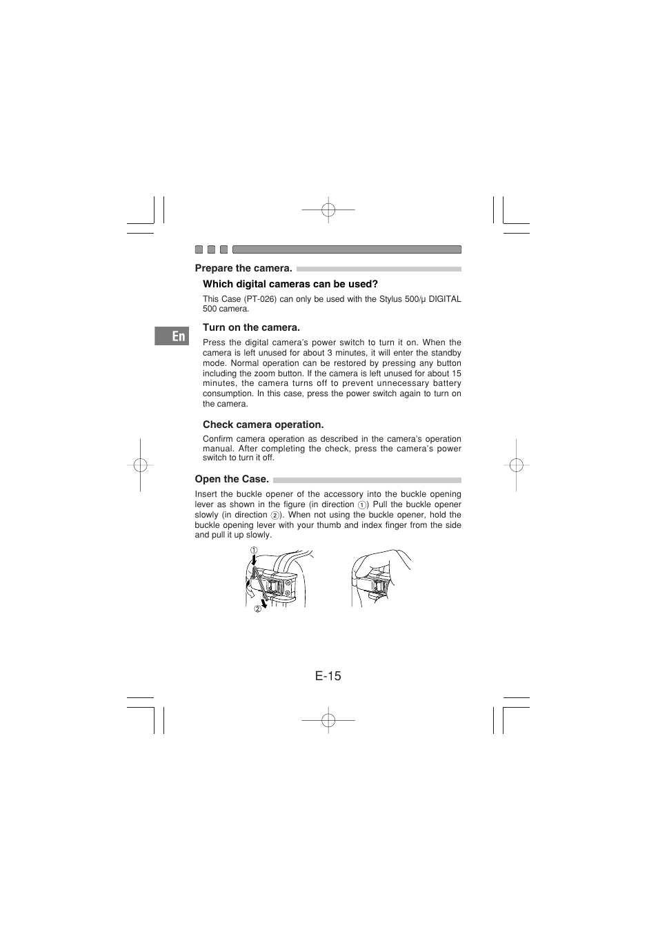 E-15 | Olympus PT-026 User Manual | Page 16 / 164