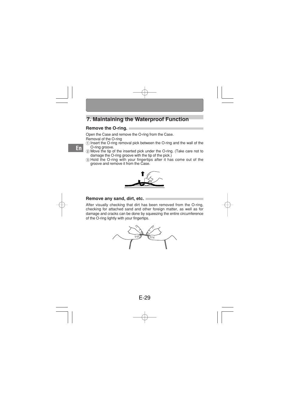 E-29 7. maintaining the waterproof function | Olympus PT-026 User Manual | Page 30 / 164