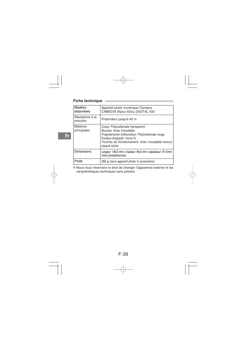 F-39 | Olympus PT-026 User Manual | Page 80 / 164