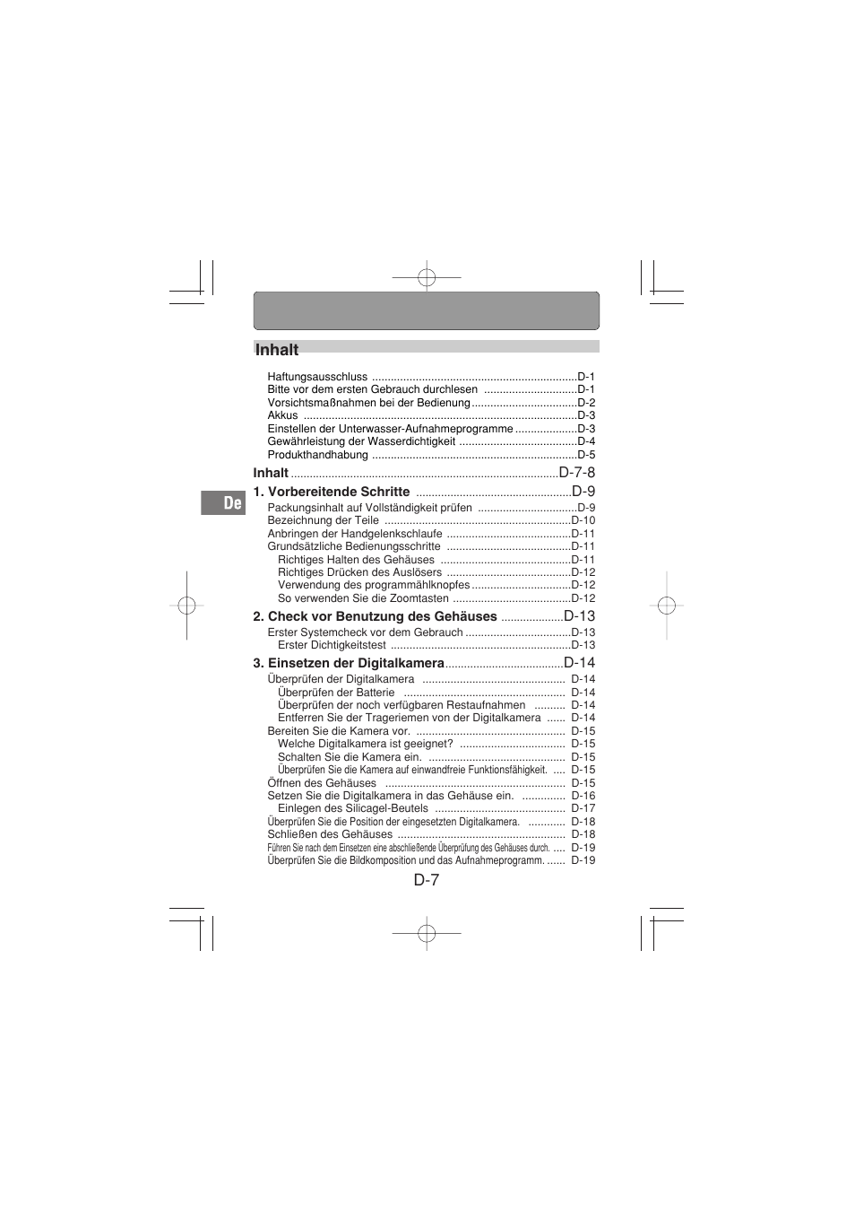 Inhalt | Olympus PT-026 User Manual | Page 88 / 164