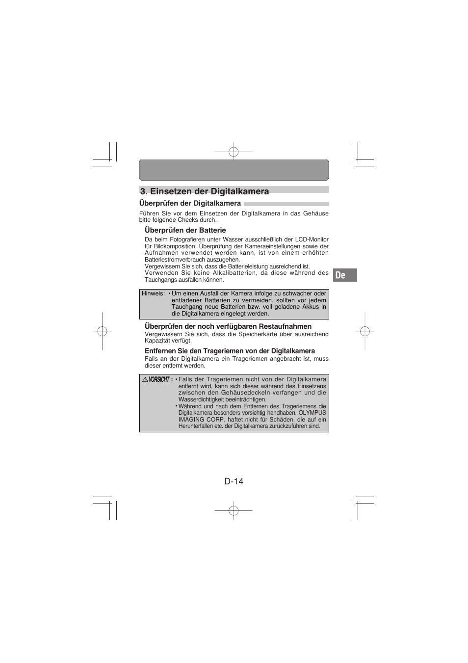 D-14 3. einsetzen der digitalkamera | Olympus PT-026 User Manual | Page 95 / 164