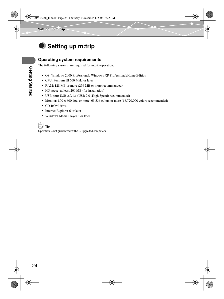 Setting up m:trip | Olympus MR-500i User Manual | Page 24 / 117