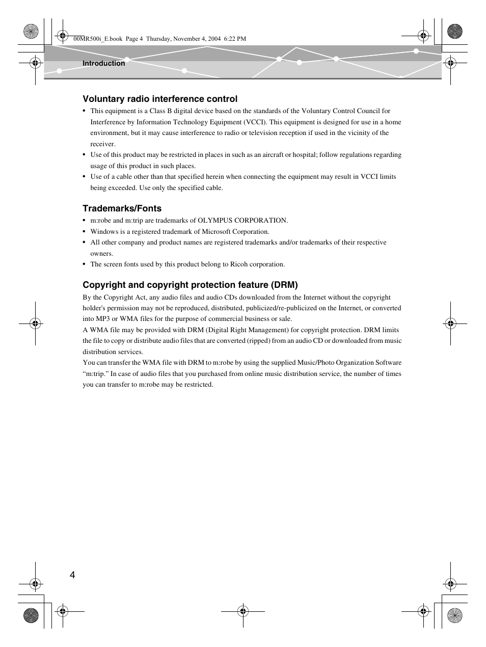 Olympus MR-500i User Manual | Page 4 / 117