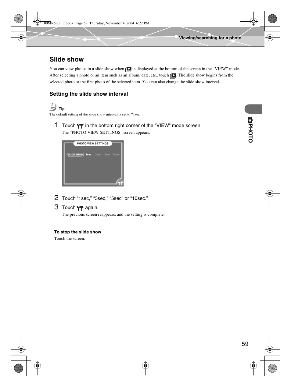 Slide show | Olympus MR-500i User Manual | Page 59 / 117