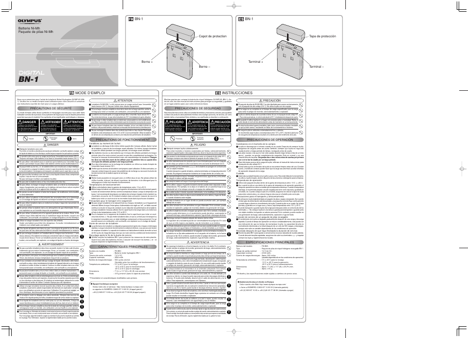 Bn-1, Mode d’emploi, Instrucciones | Olympus BN-1 User Manual | Page 2 / 2