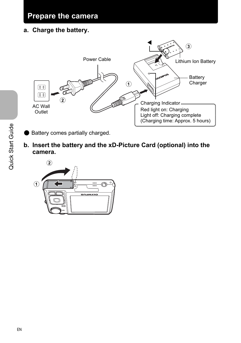 Prepare the camera | Olympus FE-330 User Manual | Page 4 / 63