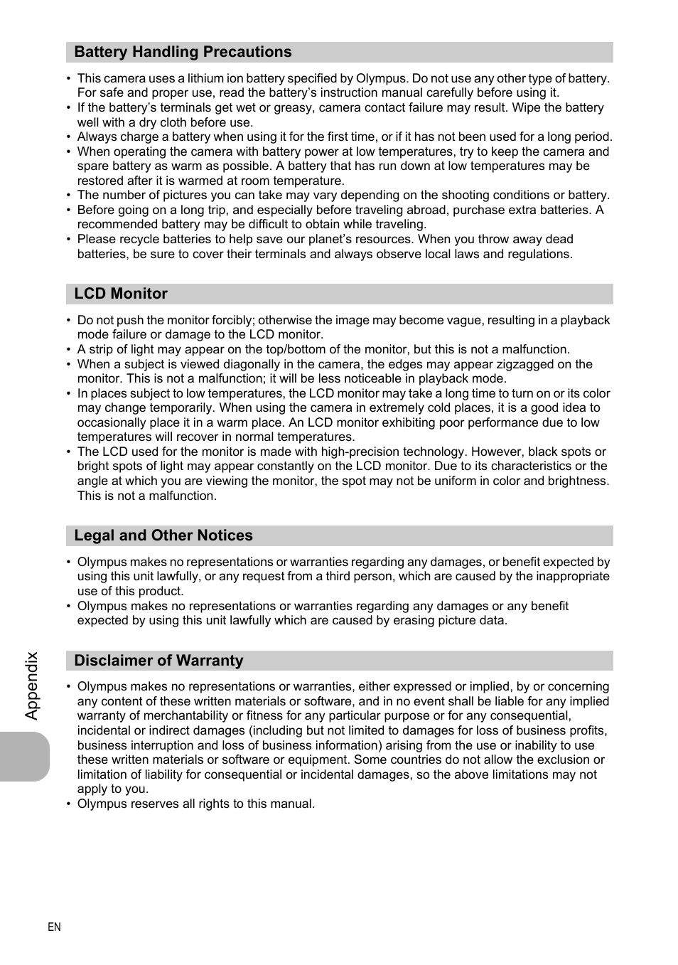 App endi x | Olympus FE-330 User Manual | Page 52 / 63